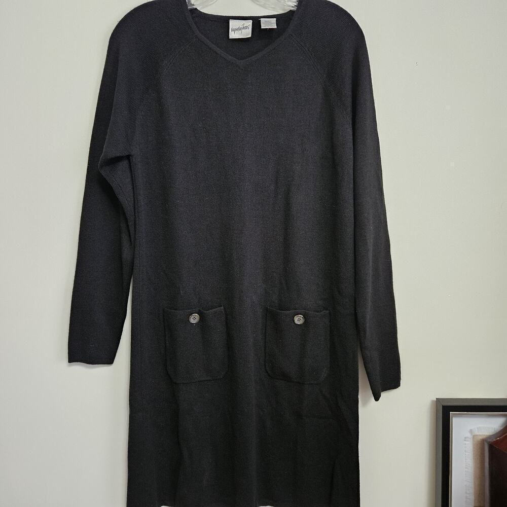Jacqueline Ferrar Women's Knit Black Sweater Dress Size S Sheath Shift